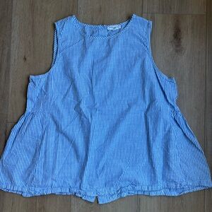 beachlunchlounge Blue & White Striped Sleeveless Top Size XL